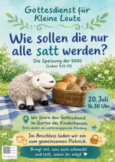 Wie sollen die alle satt werden, fragt Kirchenschaf Wulli.